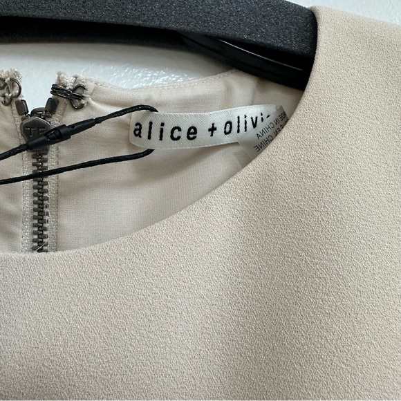 Alice + Olivia Coley Feather Dress in Cream - Picture 7 of 7